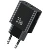 USAMS Ładowarka sieciowa T65 33W Fast Charging 1xUSB-C 1xUSB-A czarna
